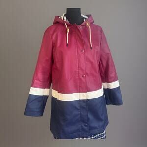 Talbots Color Block Raincoat|Anorak Red White Blue Classic East Coast Hamptons